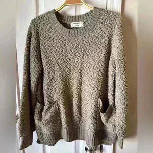 Zenana - Size S (oversized) popcorn sweater - mocha - front pockets - cozy! NEW